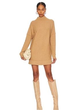 Free people We The Free Camel Mock-Neck Knit Mini Dress
